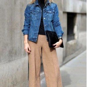Suede cropped wide-leg pants